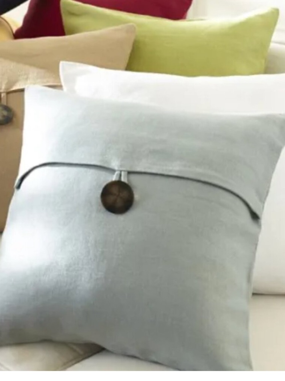 West Elm Light blue Button Accent Pillow